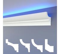HEXIMO LED Molduras de estuco clásico, molduras de pared y techo con iluminación indirecta de poliestireno XPS Cala ligera (10,2 Metros HLED 9)
