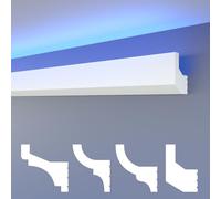 HEXIMO LED Molduras de estuco clásico, molduras de pared y techo con iluminación indirecta de poliestireno XPS Cala ligera (20,4 Metros HLED 4)