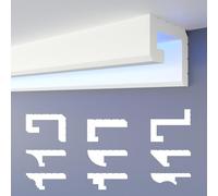 HEXIMO LED Perfil de sombra Molduras de estuco, iluminación indirecta Techo de placas de yeso de poliestireno XPS luz abocinada (10,2 Metros HLED 2)