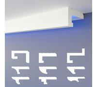 HEXIMO LED Perfil de sombra Molduras de estuco, iluminación indirecta Techo de placas de yeso de poliestireno XPS luz abocinada (10,2 Metros HLED 11)
