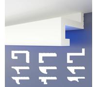 HEXIMO LED Perfil de sombra Molduras de estuco, iluminación indirecta Techo de placas de yeso de poliestireno XPS luz abocinada (30,6 Metros HLED 8)