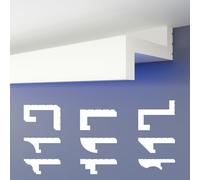HEXIMO LED Perfil de sombra Molduras de estuco, iluminación indirecta Techo de placas de yeso de poliestireno XPS luz abocinada (10,2 Metros HLED 7)