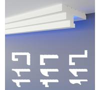 HEXIMO LED Perfil de sombra Molduras de estuco, iluminación indirecta Techo de placas de yeso de poliestireno XPS luz abocinada (20,4 Metros HLED 13)