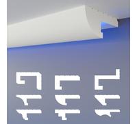 HEXIMO LED Perfil de sombra Molduras de estuco, iluminación indirecta Techo de placas de yeso de poliestireno XPS luz abocinada (30,6 Metros HLED 15)