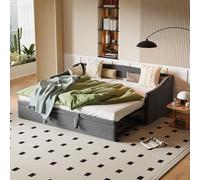 HFASD Cama plegable 90/180x200 cm, Sofá cama cama 2 plazas con función para dormir, cama plegable de la misma altura, Sofabed Cama individual Cama de adolescente con fondo de listón, Samt, Sin Colchón