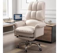 HFERTSCN Silla de Oficina en casa ergonómica con Soporte Lumbar Ajustable y Silla de tareas de Espalda Alta con Brazos para Adultos Ejecutivo Gaming Computer Desk Beige Beige Gran tamaño FANDIAO