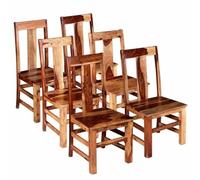 HFXHIJXQ 6 Sillas de comedor de madera maciza Sillas de cocina rústicas | Juego de respaldo alto estilo rústico con acabado marrón miel para horas acogedoras en el comedor y la cocina.