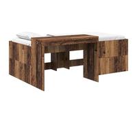 HFXHIJXQ Cama alta con escritorio, estructura de madera vieja, 133,5 x 193 cm | Cama juvenil compacta de madera resistente con aspecto de roble con espacio de trabajo integrado para el dormitorio.