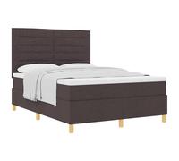 HFXHIJXQ Cama con somier de 140 x 190 cm, color marrón oscuro, de madera maciza de pino, con somier y colchón, cabecero de 2 alturas, cabecero de cama de diseño moderno, robusto, para dormitorio