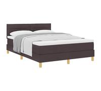 HFXHIJXQ Cama con somier de tela marrón oscuro, 140 x 190 cm, con colchón de espuma y somier, diseño moderno, resistente y duradero, para dormitorio, habitación de invitados, habitación juvenil