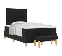 HFXHIJXQ Cama con somier negro de 120 x 190 cm, tela con somier y colchón, diseño moderno, resistente y duradero, para dormitorios y habitaciones de invitados con banco y cabecero