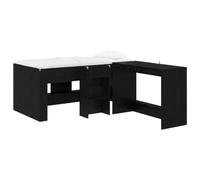 HFXHIJXQ Estructura de cama con escritorio, 2 piezas, roble negro, 163 x 101 cm | Compacta combinación 2 en 1 de cama individual y mesa de trabajo con diseño moderno para dormitorio o habitación juvenil.