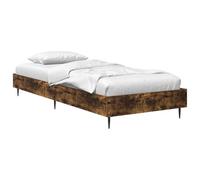 HFXHIJXQ Marco de cama de 80 x 200 cm, madera de roble ahumado | Estructura de cama compacta de madera con somier para dormitorio y habitación de invitados. Estable, duradero y resistente.