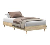 HFXHIJXQ Marco de cama de 80 x 200 cm, madera de roble Sonoma, cama individual | Cama juvenil estable y cama de invitados para dormitorio con somier integrado y base compacta.