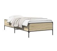 HFXHIJXQ Marco de cama de 80 x 200 cm, madera de roble Sonoma con somier | Cama individual resistente para dormitorio con somier de listones y patas modernas en acabado roble Sonoma que soporta hasta