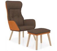 HFXHIJXQ Sillón de relax con reposapiés, tapizado de piel sintética, 2 piezas | Acogedora silla de salón con estructura de metal resistente y elegantes patas de madera de caucho.
