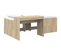 HFXHIJXQ Somier con escritorio de roble Sonoma, 123,5 x 203 cm | Cama juvenil compacta con superficie de trabajo integrada y listones de madera resistentes para el dormitorio moderno.