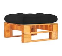 HFXHIJXQ Taburete de jardín de madera de pino impregnado, 60 x 60 x 25 cm, con cojín negro resistente a la intemperie y robusto, para balcón, jardín, terraza, como pequeño sofá o mesa de café