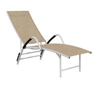 HFXHIJXQ Tumbona extra alta de aluminio textileno ajustable crema | Cómoda tumbona de jardín con posición alta para levantarse fácilmente en el jardín, en la terraza y en la piscina.