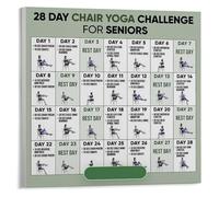 HGETJOHXEM 28 Day Chair Yoga Routine Chart Educational Fitness Poster Home Gym Wall Decor for Low Impact Exercise(Framed,16x24inch(40x60cm))