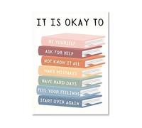 HGETJOHXEM Affirmations Mental Health Poster Inspirational Quotes Wall-Art It Is Okay To for Office Classroom Study Room(Framed,08x12inch(20x30cm))