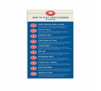 HGETJOHXEM Shuffleboard Guide Rules Poster Game Room Wall-Art Decor for Man Cave Bar Basement Living Room(Framed,16x24inch(40x60cm))