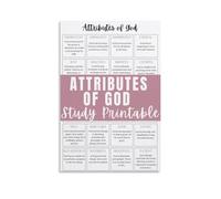 HGETJOHXEM Theology Poster Attributes of God Guide for Bible Study and Church Office Decor(Unframed,12x18inch(30x45cm))