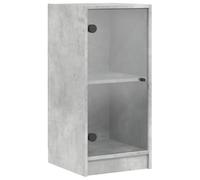 HGFDVCMR Armario auxiliar con puerta de cristal gris hormigón 35 x 37 x | Cajonera compacta de madera para salón y pasillo. Ofrece un elegante espacio de almacenamiento gracias a su elegante cristal