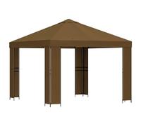 HGFDVCMR Cenador de acero y poliéster de 3 x 3 m, color gris topo | Carpa de jardín resistente con estructura de acero y techo con drenaje para terrazas y celebraciones al aire libre.