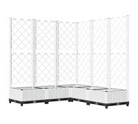 HGFDVCMR Macetero con enrejado blanco, 120 x 120 x 121,5 cm, plástico PP, con enrejado integrado, ayuda para plantas trepadoras, rosas, guisantes y tomates en el jardín