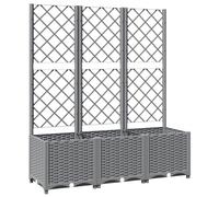 HGFDVCMR Macetero con enrejado, gris claro, 120 x 40 x 136 cm, polipropileno, jardinera con enrejado para plantas trepadoras como rosas y tomates, al aire libre, jardín y terraza