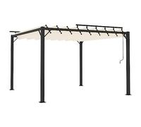 HGFDVCMR Pérgola con techo de láminas, 3 x 3 m, color crema y aluminio | Estable protección para terraza y jardín con persianas giratorias flexibles para una regulación óptima de la luz.