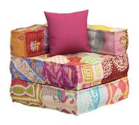HGFDVCMR Puf modular con cojín, elemento de esquina de patchwork, cómodo cojín de suelo, sillón sofá modular de algodón para salón y porche, multicolor, 70 x 70 x 56 cm