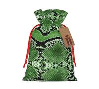HGFVY 1 bolsa de mano con cordón de piel de serpiente verde de 4.7 x 6.9 pulgadas para regalo de Navidad y almacenamiento y con etiquetas de regalo de papel kraft