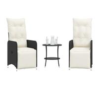 HGKMBRY 2 sillones para exteriores, con mesa, poliratán y muebles de jardín con respaldo ajustable y reposapiés, cómodos cojines desmontables, fáciles de limpiar