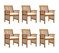HGNFREF Sillas de jardín rústicas para exteriores, 6 unidades, de madera maciza de acacia, con acolchado y cojines, sillas de madera de acacia duraderas para terraza