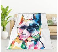 HGOD DESIGNS Manta de Bulldog Francés en Acuarela Divertida Animal Linda Adorable Mascota Manta Decorativa Acogedora Cálida para Hogar Dormitorio Sofá Oficina 100x130cm