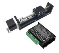 HHB18I Plataforma de guía de Transporte de Etapa Lineal con riel de Mesa Deslizante Tipo T, 50~300mm + Motor Paso a Paso NEMA17 a Prueba de Polvo + Kits de Controlador TB6600(0.42nm,8mm Pitch-100mm)
