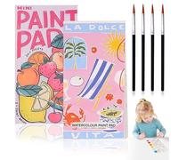 HhBdy Mini bloc de pintura de acuarela, 2 unidades, 7.48 x 3.93 pulgadas, portátil, juego de libros para colorear de acuarela con 4 pinceles, bonito juego de pinturas de acuarela, libros de viaje para