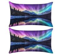 HHQGOUYG Juego de 2 Funda de Cojines Exterior Impermeable Fundas de Almohada Lino Cojines Decorativos Aurora Boreal Patrón Decorativos Moderna para Jardín Sofá Silla Balcones Camping 30x50 cm J-1399