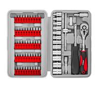 Hi-Spec Juego Compacto de 69pcs con Puntas de Destornillador, Vasos Métricos de 1/4" y Mangos. Accesorios de Puntas Hexagonales de 1/4" Torx y de Seguridad Antimanipulación en Estuche