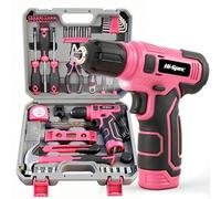 Hi-Spec Set de Herramientas Completo con Destornillador Eléctricos 8V, Rosa | 74 piezas, set completo en estuche portátil, recargable, para tareas de montaje y reparaciones domésticas, uso diario