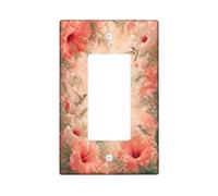 Hibiscus - Cubierta de interruptor de luz basculante individual, diseño tropical natural de colibrí floral, verano, coral, plástico, tamaño estándar, acentos de pared, placas para interruptor de pared