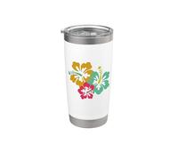Hibiscus Flower Graphic Floral Vaso térmico de acero inoxidable de doble pared