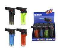 HIBRON Soplete De Cocina, Profesional Antorcha Butano Encendedor Mechero, Recargable Mini Culinario, con Bloqueo de Seguridad & Llama Ajustable para barbacoa Crema Cáming (Gas precargado), Pack x12