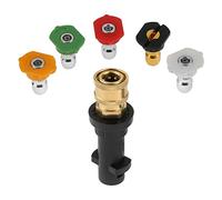 Hicello Adaptador de conexión rápida de 1/4 pulgadas con 5 boquillas de pulverización para lavadora a presión compatible con Karcher, adaptador de liberación rápida para accesorios de pistola de