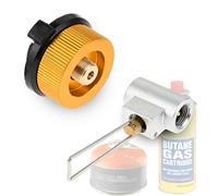 Hicello Adaptador de recambio para depósito de gas de camping para bidón de isoutano/butano | Válvula Lindal EN417/MSF-1A | Kit convertidor de adaptador de tanque de camping portátil para cartucho de