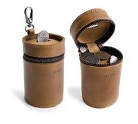 Hide & Drink, Hucha, Cubo de Hucha, Bolsa con Cremallera, Organizador de Efectivo, Monedero, Cuero de Grano Completo, Hecho a Mano (Caoba de Malta Individual)