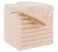 HIDMD Paño de limpieza de microfibra, reutilizables, lavables, trapos de cocina, paquete de 10, color beige, 30 x 30 cm