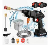 Hidrolavadora Inalámbrica de Alta Presión de 1500W y 50BAR, Pistola de Agua a Presión para Lavado de Autos, Compatible con Batería Makita de 21V 2 Battery 12000mah